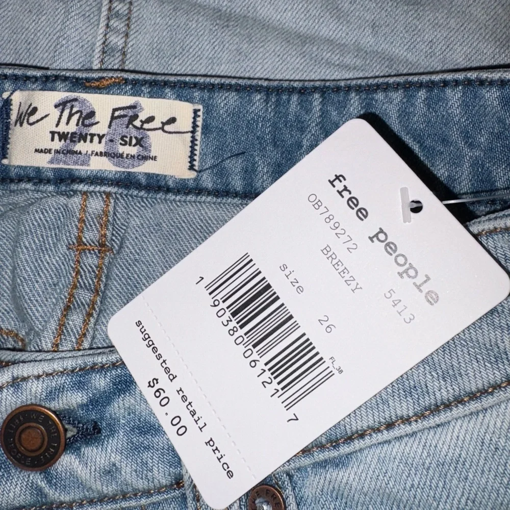Free People Ripped 100% Cotton Denim Mini Skirt in Breezy Blue Sz. 26 Sz. 2